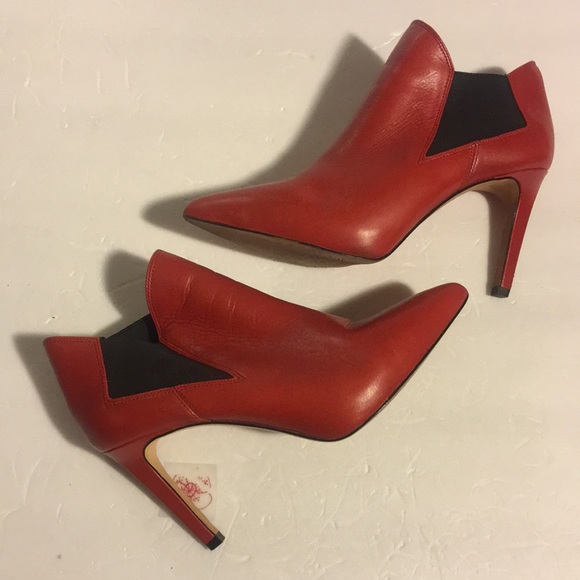 ANTONIO MELANI RED LARA LEATHER BOOTIE HEEL - Picture 2 of 6